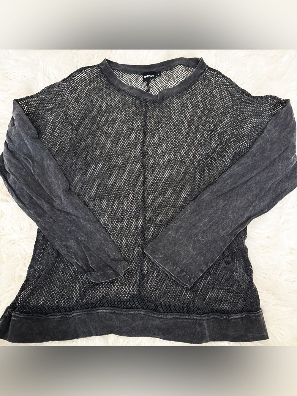 Mono B Black Mesh Top
